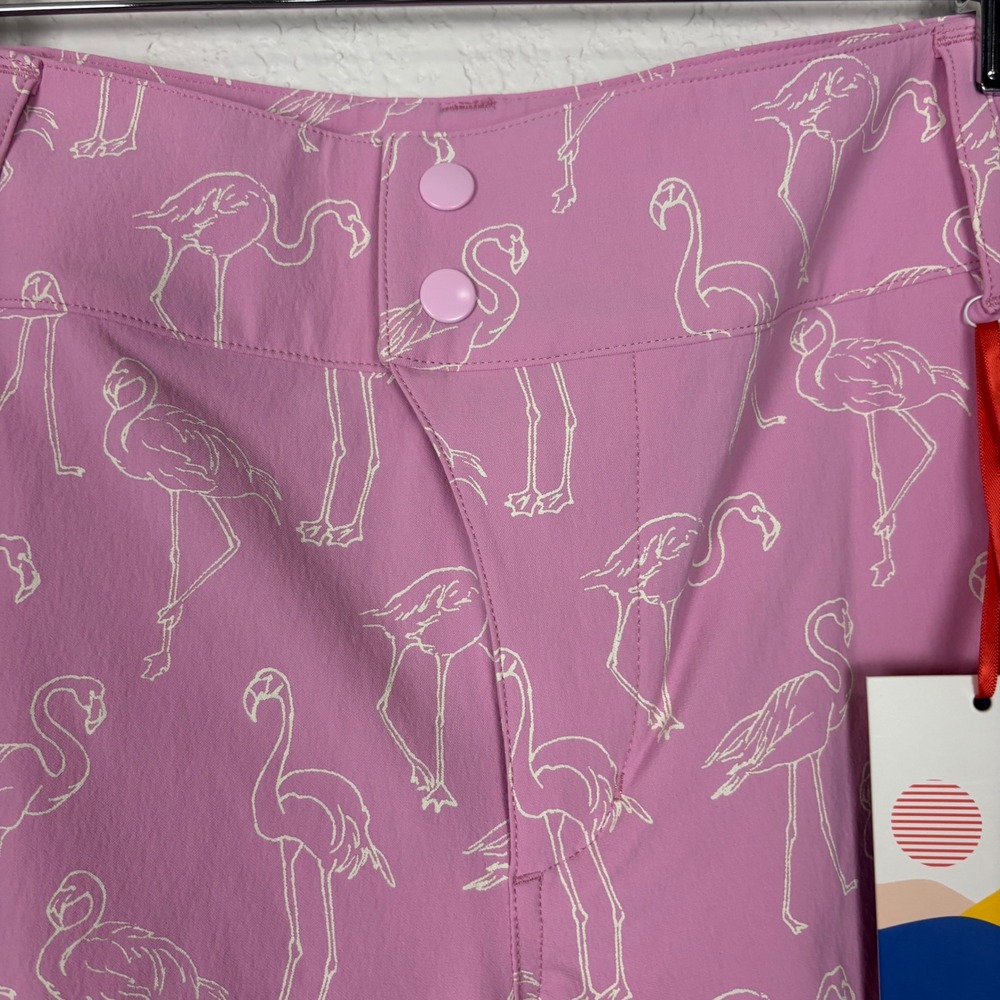 Wild Rye Women's Shorts SZ 12 Pink Flamingo Print Golf Bike Active‎ NEW - Picture 5 of 14